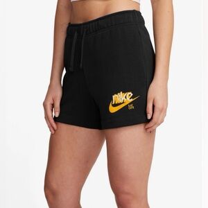 Nike Black Athletic Shorts with Yellow Logo